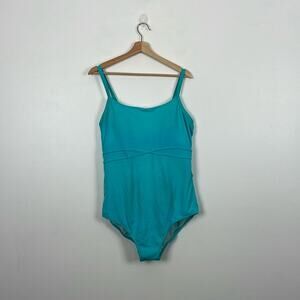 L L Bean Womens 14 Long UPF 50+ Adjustable Straps Built In Bra 1 Piece Swimsuit